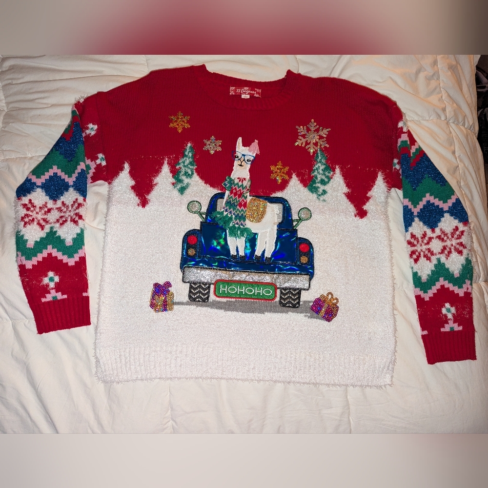 32 Degrees Red Festive Llama Sweater